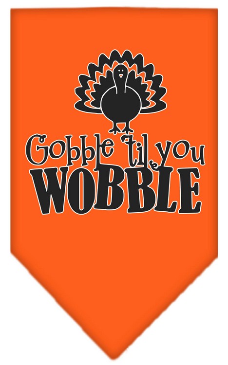 Gobble til You Wobble Screen Print Bandana Orange Small